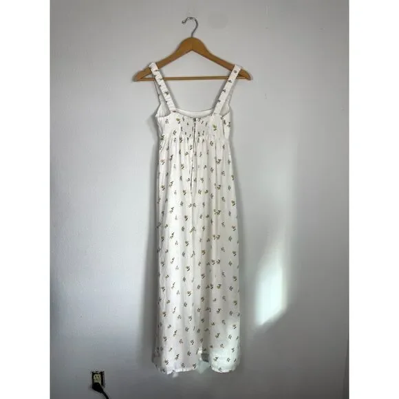 REFORMATION Tana Floral Linen Maxi Dress XS White Yellow Floral - Picture 3 of 4